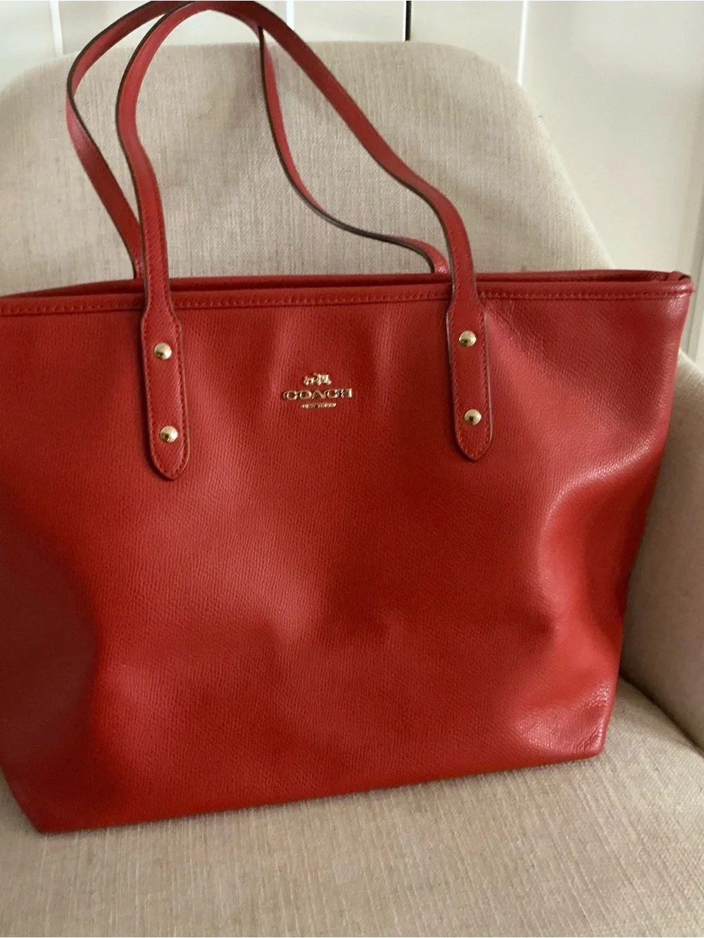 Coach city zip tote vibrant red handbag F36875